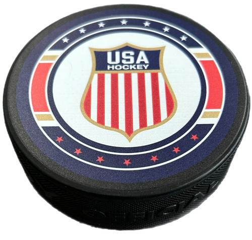 Usa hockey shield puck - usa, navy